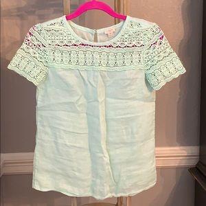 Teal lace detail shirt